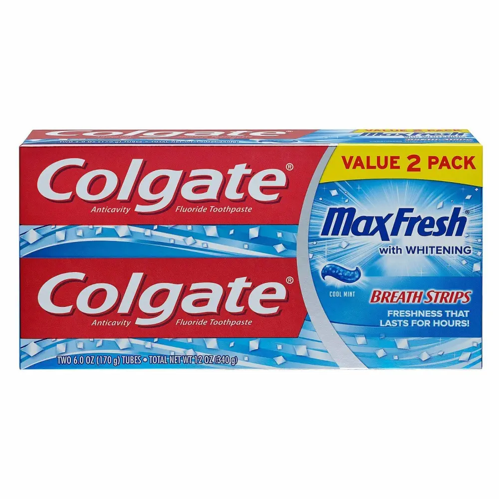 Colgate MaxFresh Fluoride Toothpaste 6 oz, Twin Pack, Cool Mint 2 ea (Pack of 2)