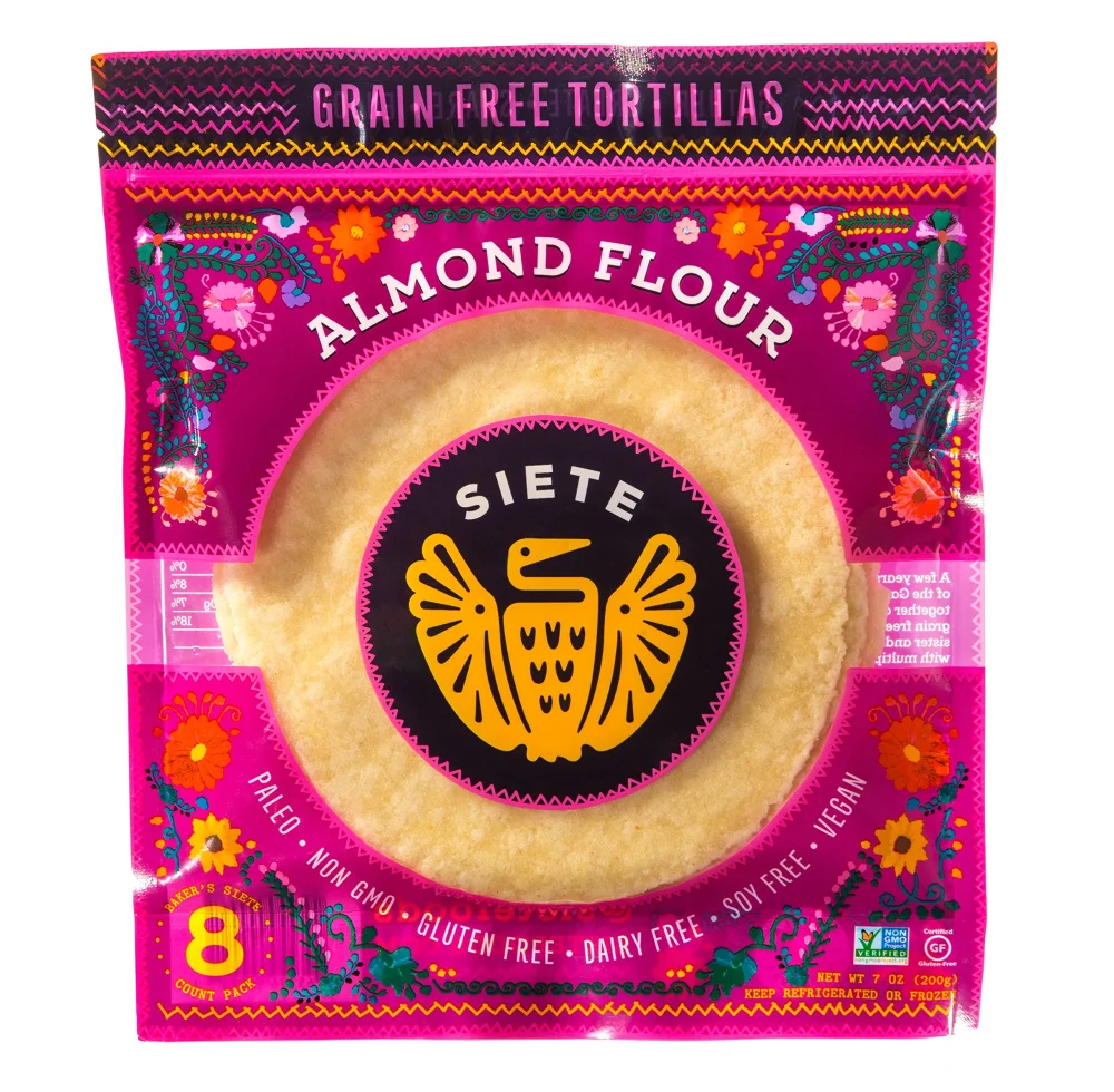 Siete Almond Flour Grain Free Tortillas, 8 Tortillas Per Pack, 2-Pack, 16 Tortillas