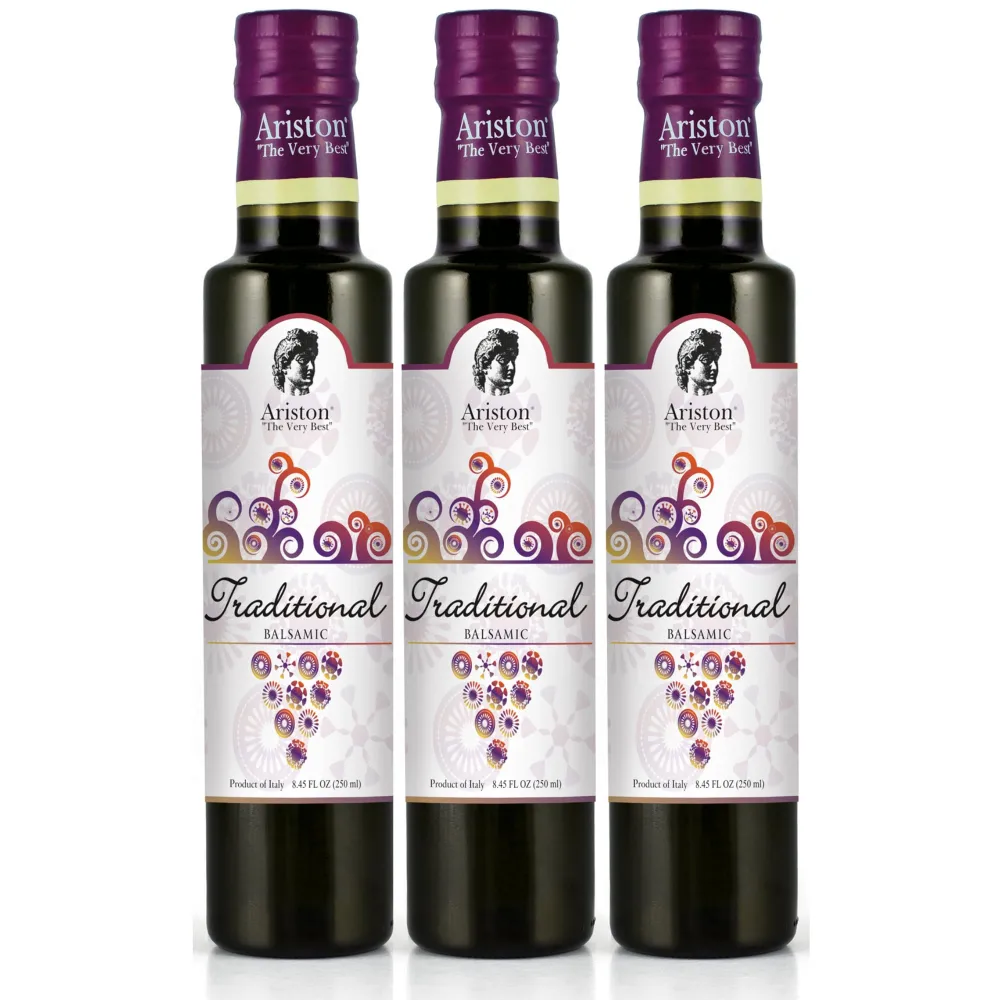 3 Set - Ariston Traditional Modena Balsamic Premium Vinegar Aged 250ml Product of Italy Sweet Taste