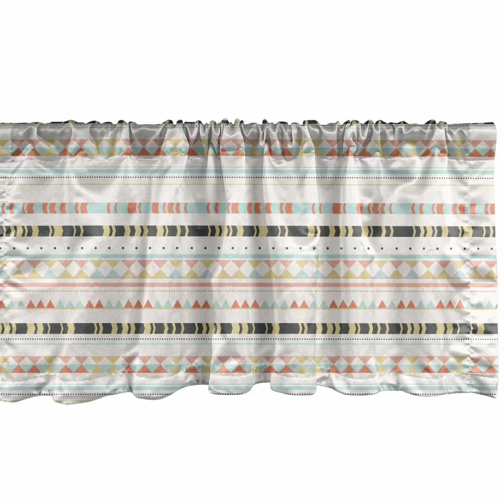 Ambesonne Geometric Window Valance, Soft Colored Tribal Arrangement with Horizontally Aligned Lines Arrows Pattern, Rod Pocket Curtain Valances for Kitchen Bedroom, 54" X 18", Blush Multicolor