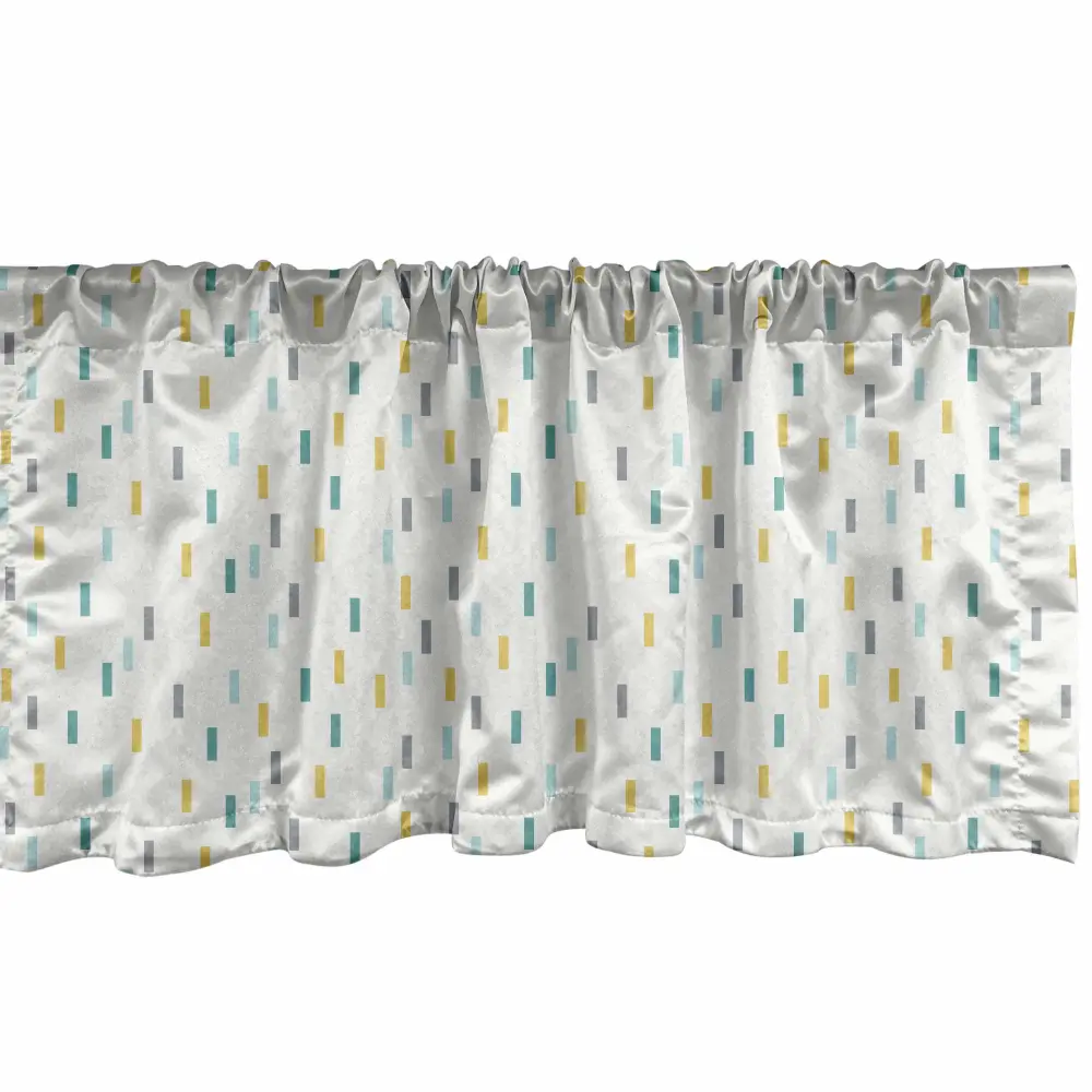 Ambesonne Geometric Window Valance, Short Lines in Nostalgic Retro Pattern Vertical Design Vintage Inspirations Pale, Curtain Valance for Kitchen Bedroom Decor with Rod Pocket, 54" X 12", Teal Mustard