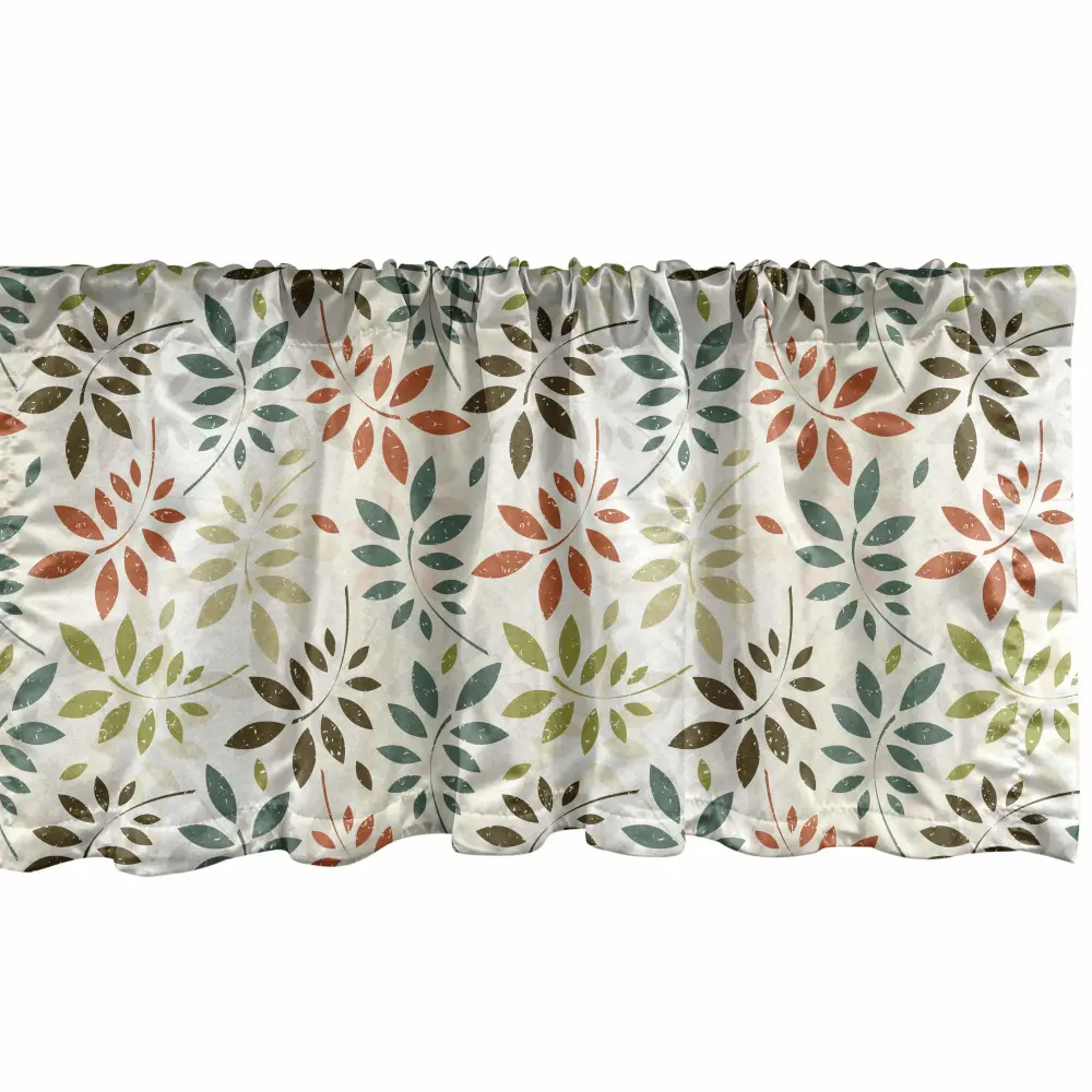 Ambesonne Grunge Window Valance, Vintage Pattern of Colorful Falling Autumn Leaves Nature Change in Fall Season, Rod Pocket Curtain Valances for Kitchen Bedroom, 54" X 12", Eggshell and Multicolor