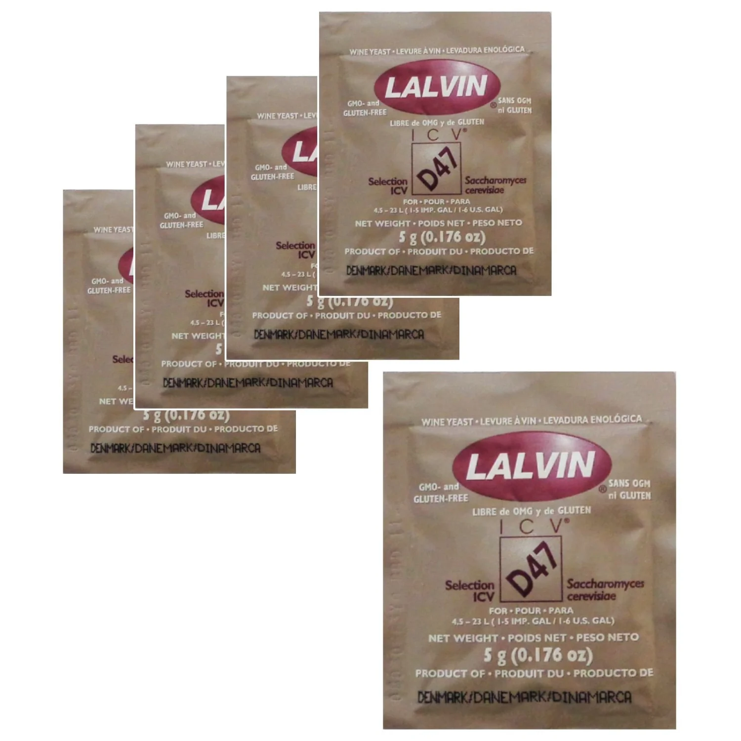 5x Lalvin D47 Yeast White and Blush Wines 5g Homebrew Wine Making 4.5L-23L