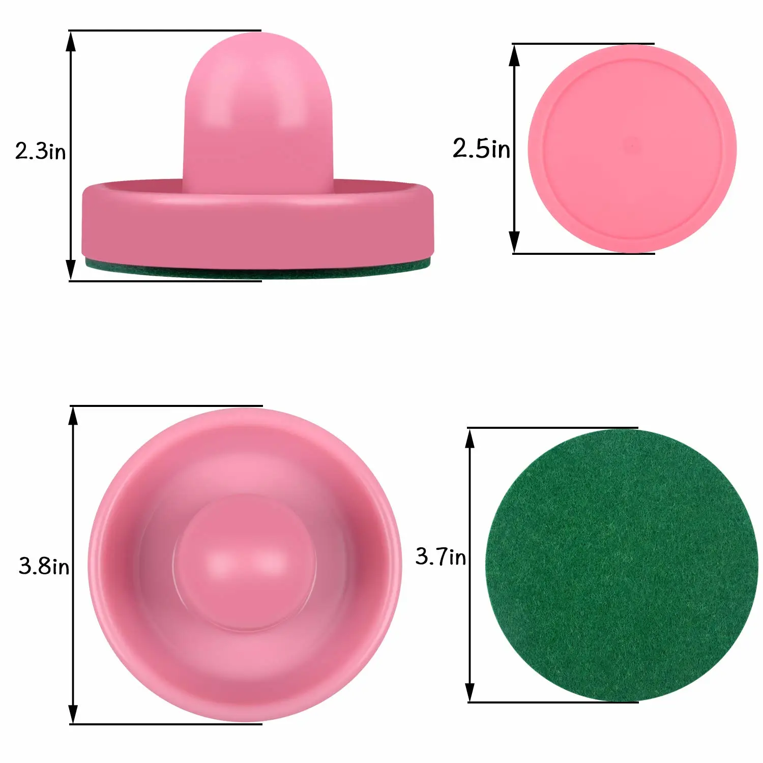 ONE250 Air Hockey Pushers and Red Air Hockey Pucks, Goal Handles Paddles Replacement Accessories for Game Tables (4 Striker, 4 Puck Pack)