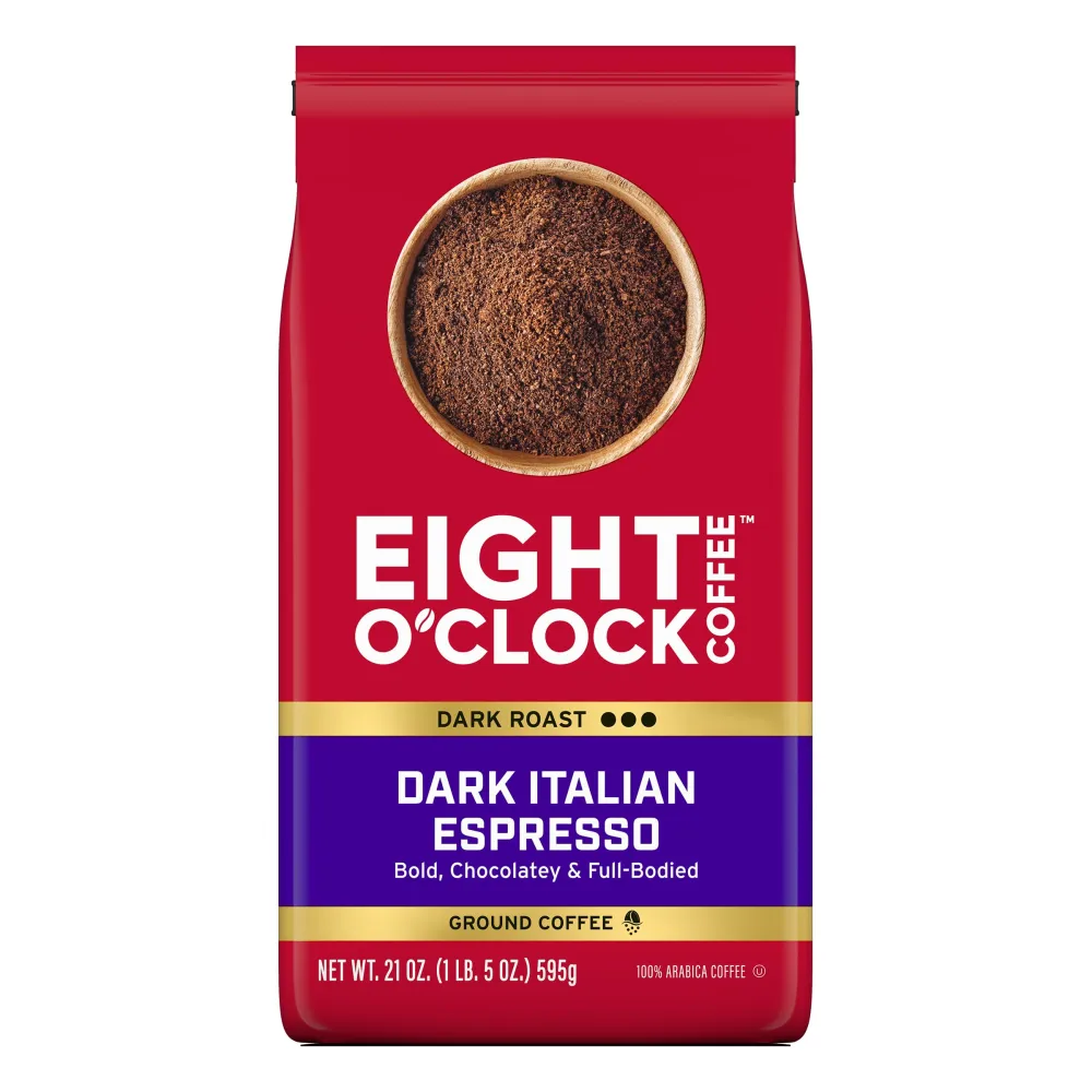 Eight O'Clock Coffee Dark Italian Espresso Ground Coffee, Dark Roast, 21 Ounce (Pack of 1) - Bold & Chocolaty