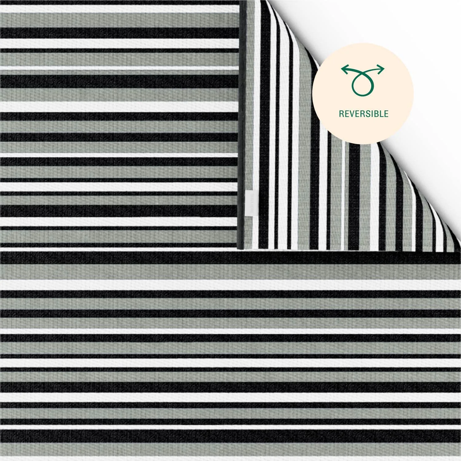 Trava Home Outdoor Rug - Reversible Modern Design, 4"x6" Black Stripe, Easy to Clean, Water Resistant, Durable for Indoor, Patio, and Living Room Décor