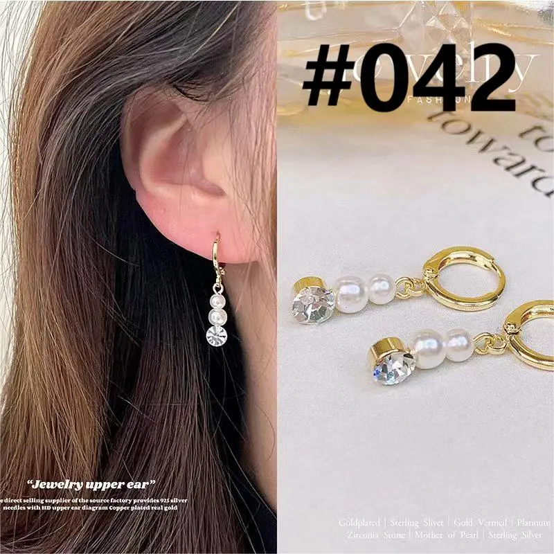 Zircon Pearl Tassel Hoop Earrings