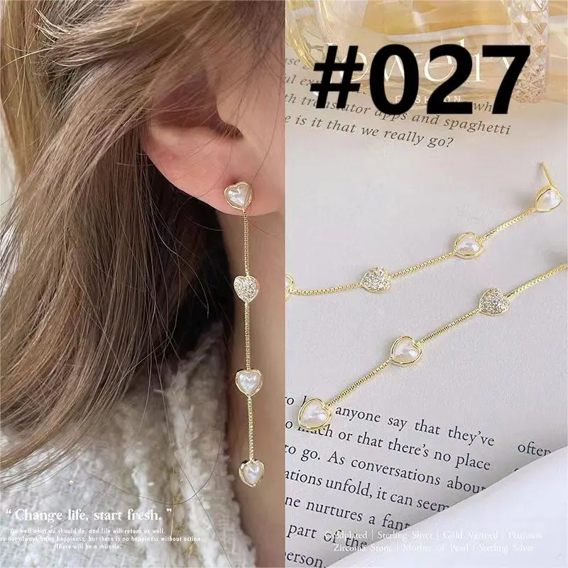 Heart-shaped Pearl Tassel Earrings