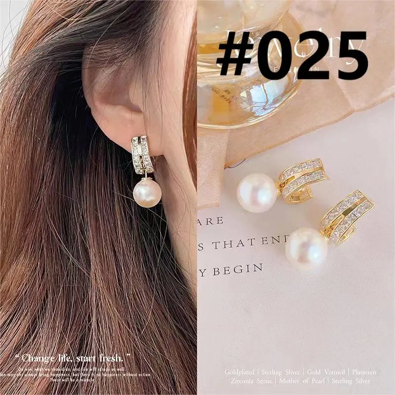 Four Ways Zircon Pearl Drop Earrings