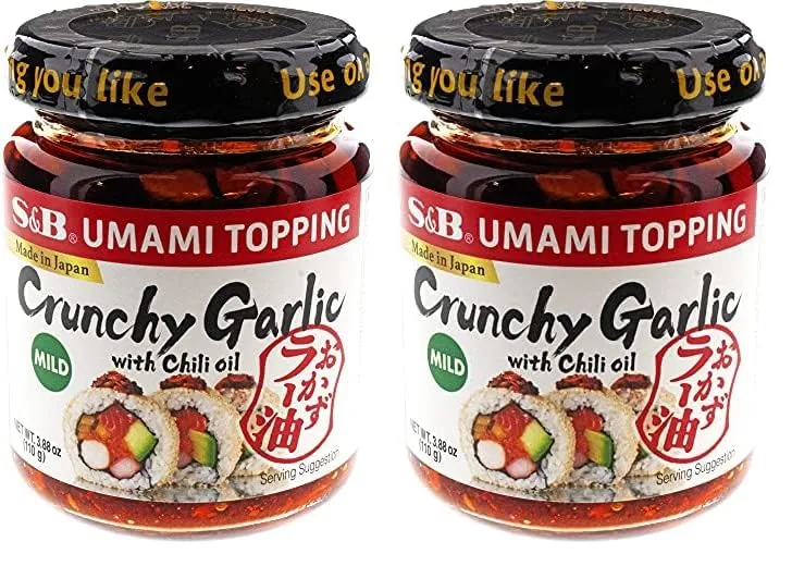S&B Chili Oil with Crunchy Garlic, 3.9 Ounce (Pack of 2)
