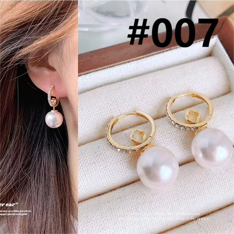 Four Ways Zircon Pearl Drop Earrings