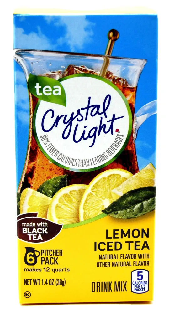 Crystal Light Iced Tea Drink Mix, Natural Lemon Flavor (12-Quart), 1.4-Ounce Packages (Pack of 4)