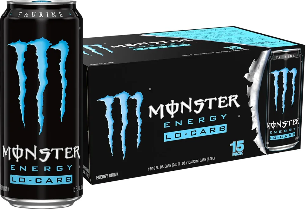 Monster Energy, Lo-Carb Monster, Low Carb Energy Drink, 16 Ounce (Pack of 15)