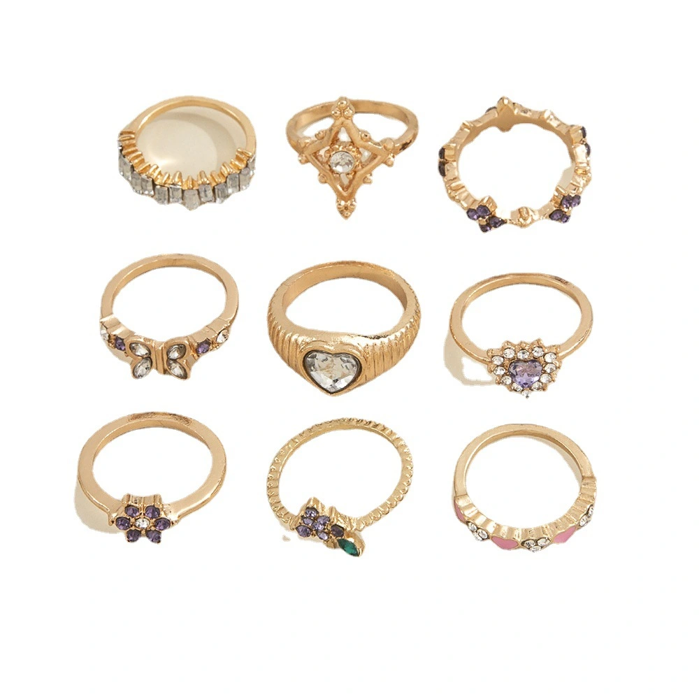 Purple Diamond Grape Flower Geometric Ring