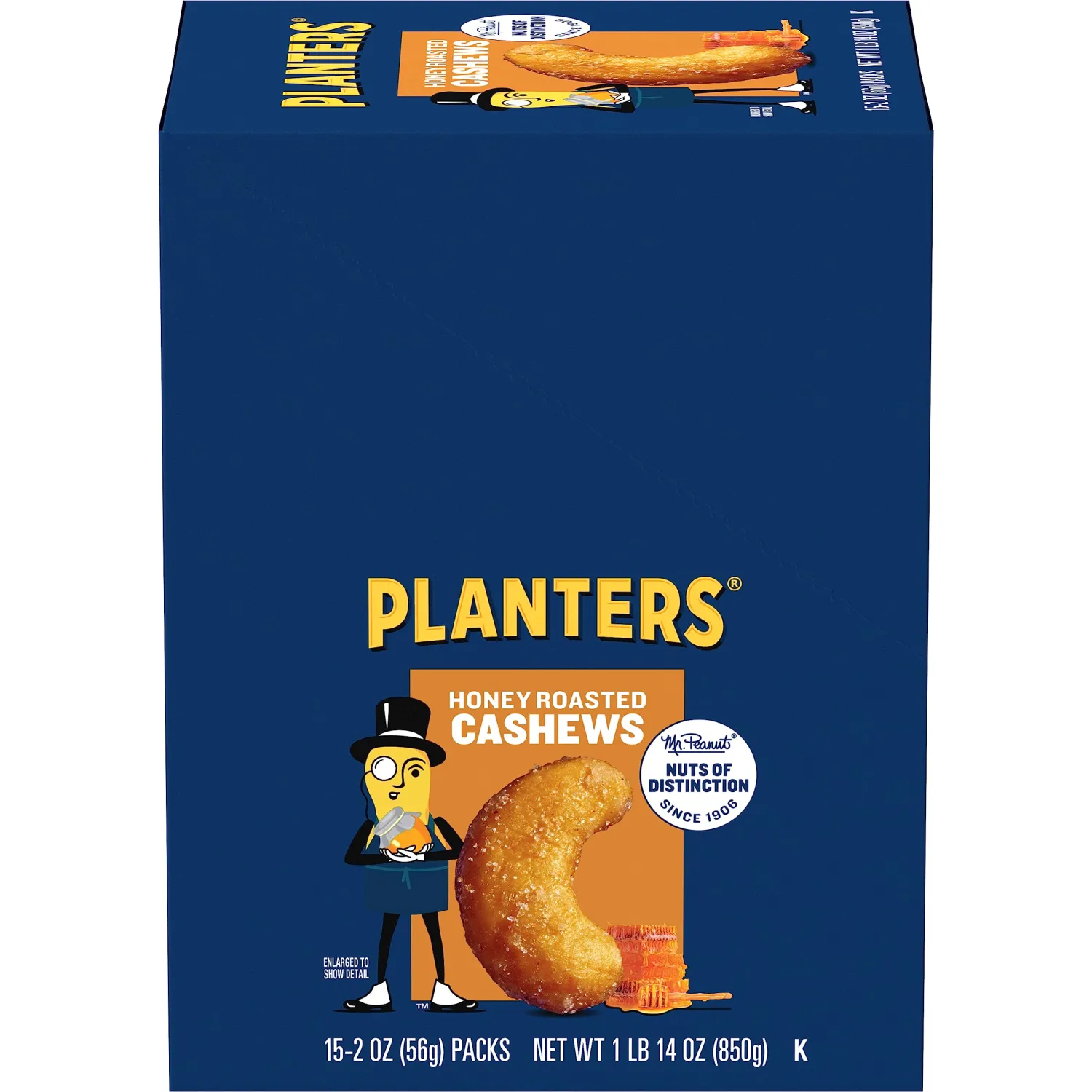 Planters Cashews Super Tube Nuts, Honey Roasted, 15-Count, 2 Ounce