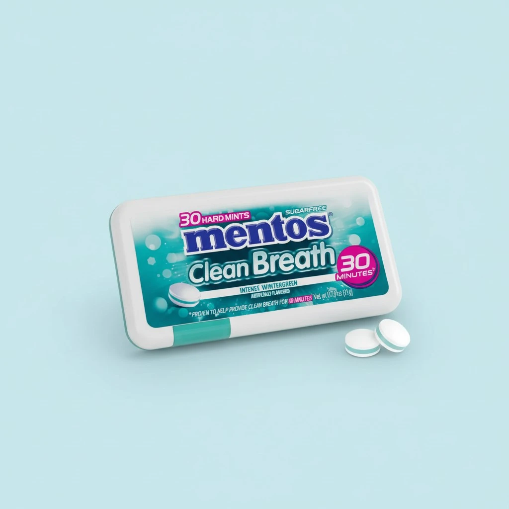 Mentos Clean Breath Hard Mints Sugar Free Candy, Wintergreen, (Pack of 12)