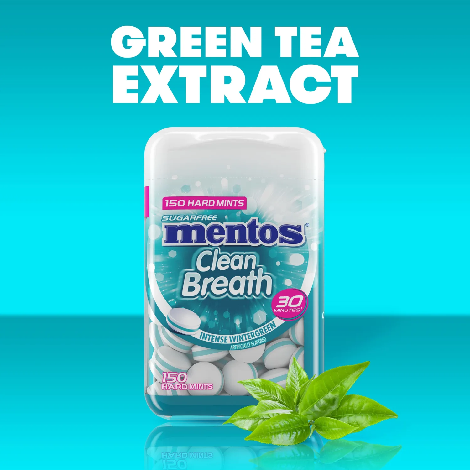 Mentos Clean Breath Sugarfree Hard Mint, 150pc, Intense Wintergreen (Pack of 4 Bottles)