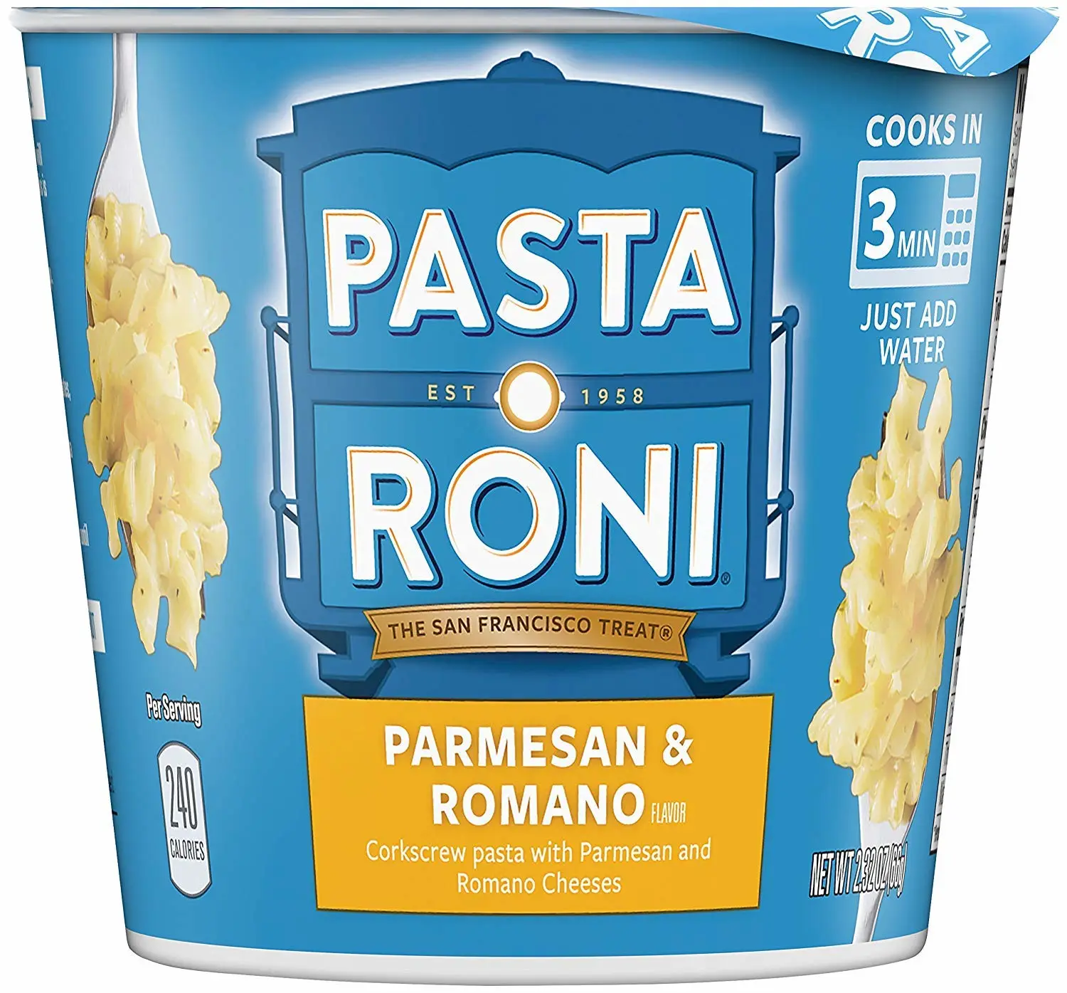 Pasta Roni Cups Mix 2.32 oz Pack of Cups, Parmesan & Romano Cheese Pasta, 27.84 Ounce, (Pack of 12)