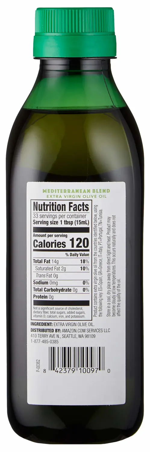 Amazon Fresh, Mediterranean Extra Virgin Olive Oil, 16.9 Fl Oz
