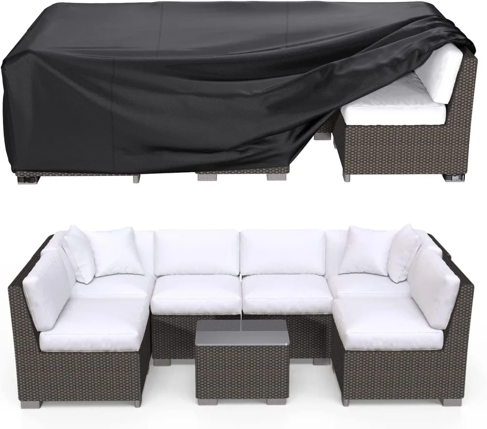 Patio Furniture Covers, Heavy Duty 600D Outdoor Furniture Cover Waterproof, Sectional Sofa Set Covers Table and Chair Set Covers, 118"L×57"W×28"H