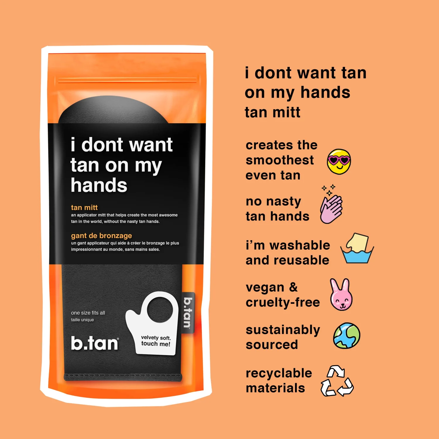 b.​tan Face + Body Self Tanning Mitt Kit | Face & Body Mitt Bundle - Streak-Free, Velvety Soft, Reusable & Washable Self Tanner Mitt for Sunless Tan, Body Lotion, Tanning Lotion, & More