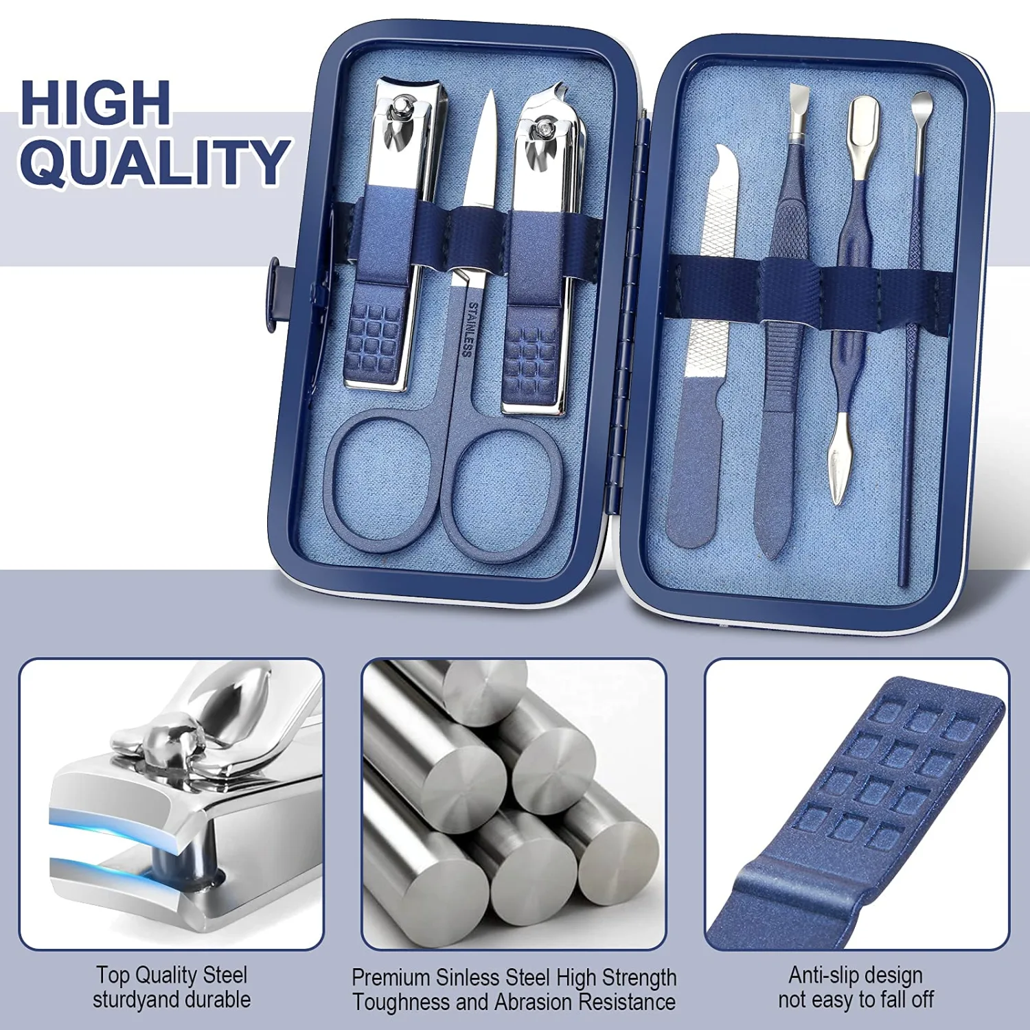 Travel Manicure Set, Mens Grooming kit Women Nail Manicure Kit 8 in 1, Aceoce Manicure Pedicure Kit Manicure Set Professional Gift for Family Friends Elder Patient Nail Care