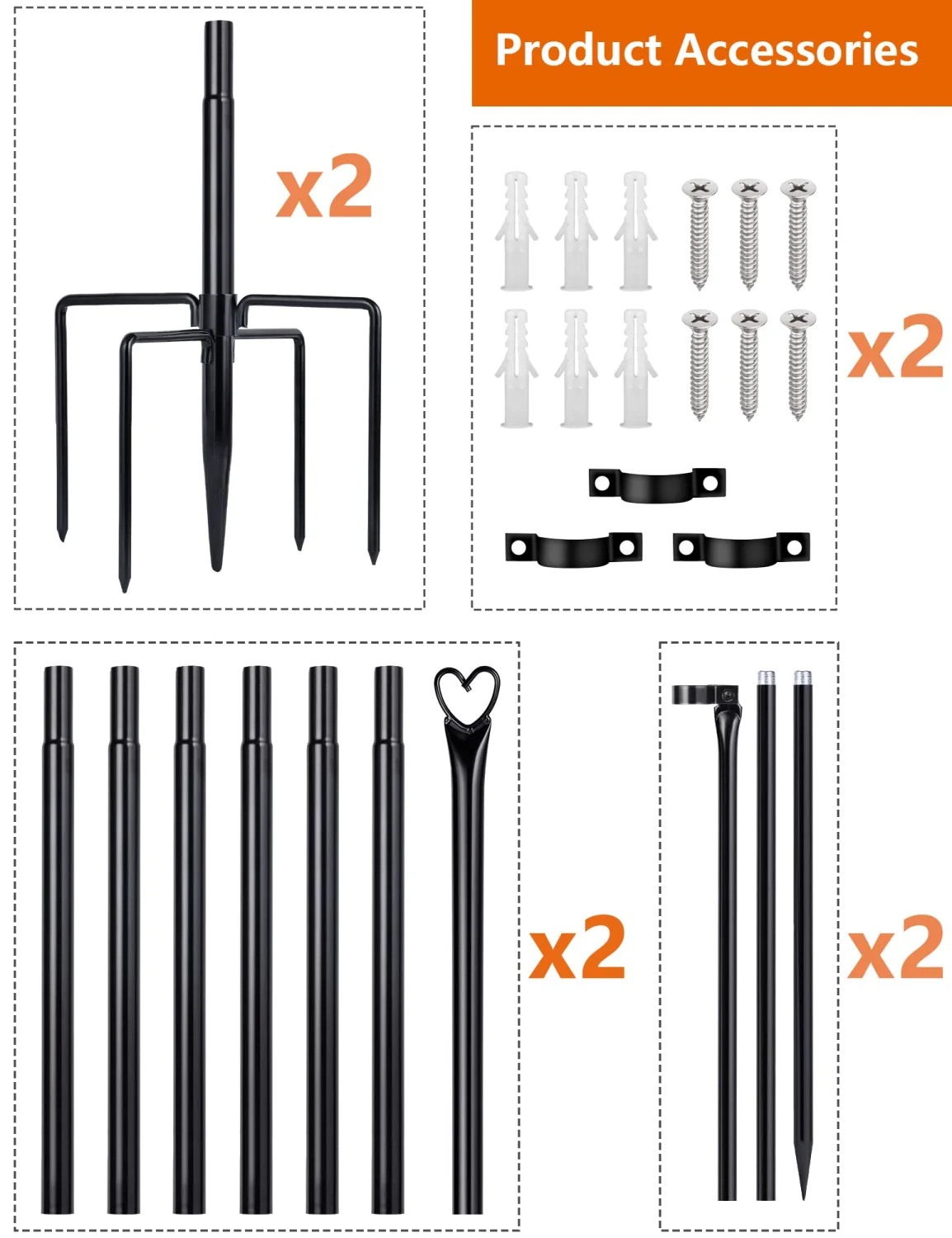 LOPANNY String Light Poles - 2 Pack 9.8FT for Outside Hanging - Backyard, Garden, Patio, Deck Lighting Stand for Parties, Wedding