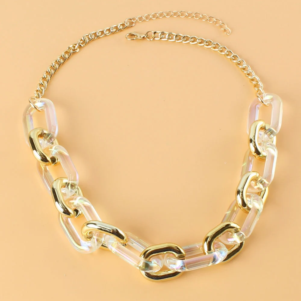 Transparent Resin Double Alloy Metal Short Clavicle Chain