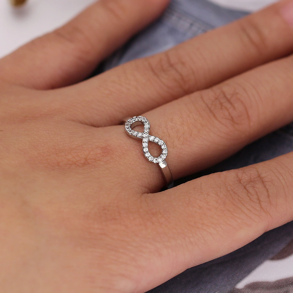 Simple Infinite 8-word Diamond Ring Inlaid Zircon Ring