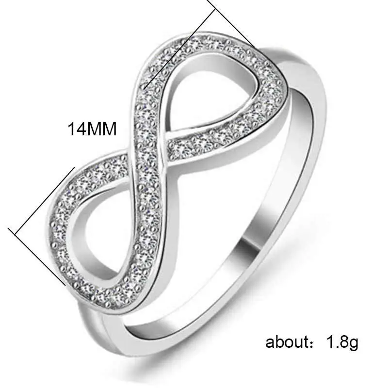 Simple Infinite 8-word Diamond Ring Inlaid Zircon Ring
