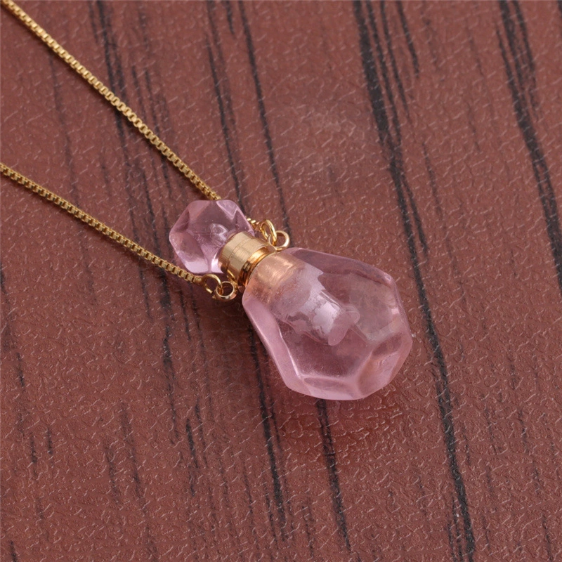 Semi Precious Stone Perfume Bottle Necklace