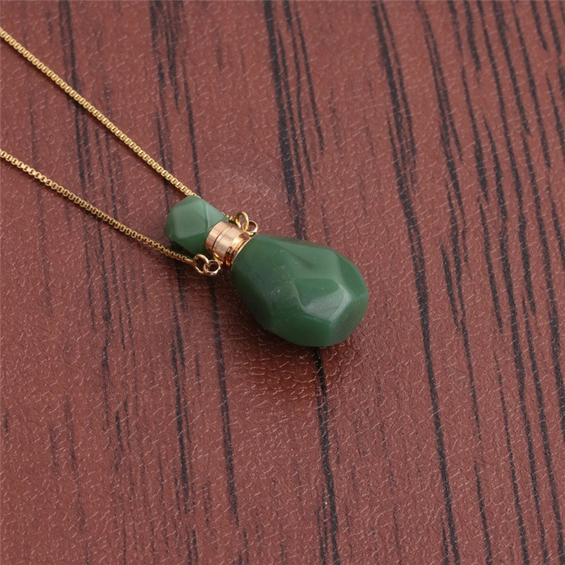 Semi Precious Stone Perfume Bottle Necklace