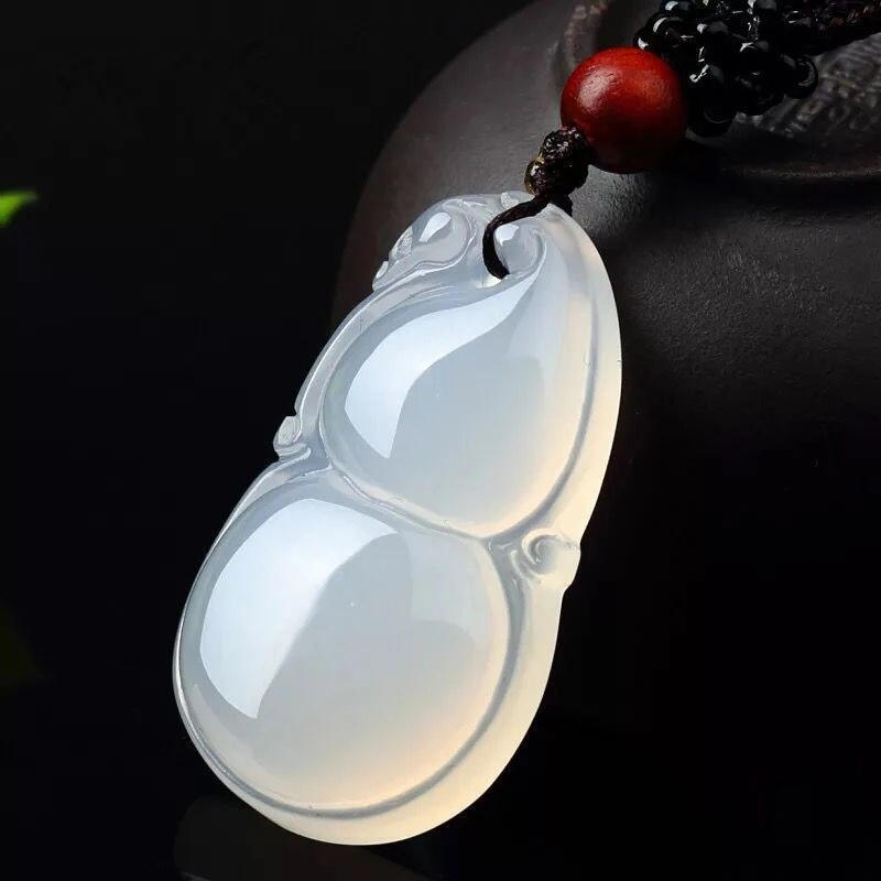 High Ice Chalcedony Guanyin Peace Buckle Agate Pendant Jewelry