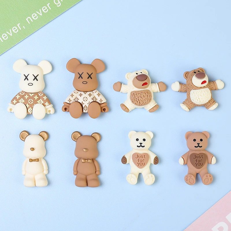 Resin Accessories Cream And Coffee-colored Cartoon Bear Diy