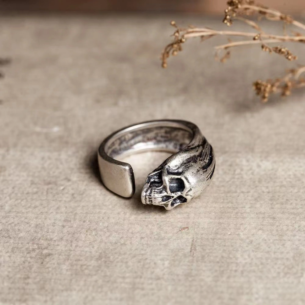 Ancient Silver European And American Dark Soul Skull Head Ring