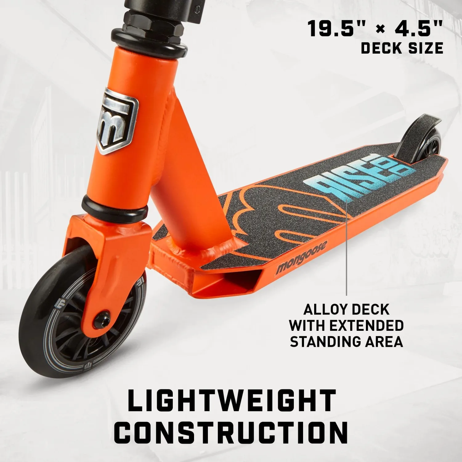 Mongoose Rise Freestyle Stunt/Trick Scooter for Kids, Youth and Adult, High Impact 110mm Wheels, Full-Coverage Max Grip and Bike-Style Handlebars, Lightweight Alloy Deck