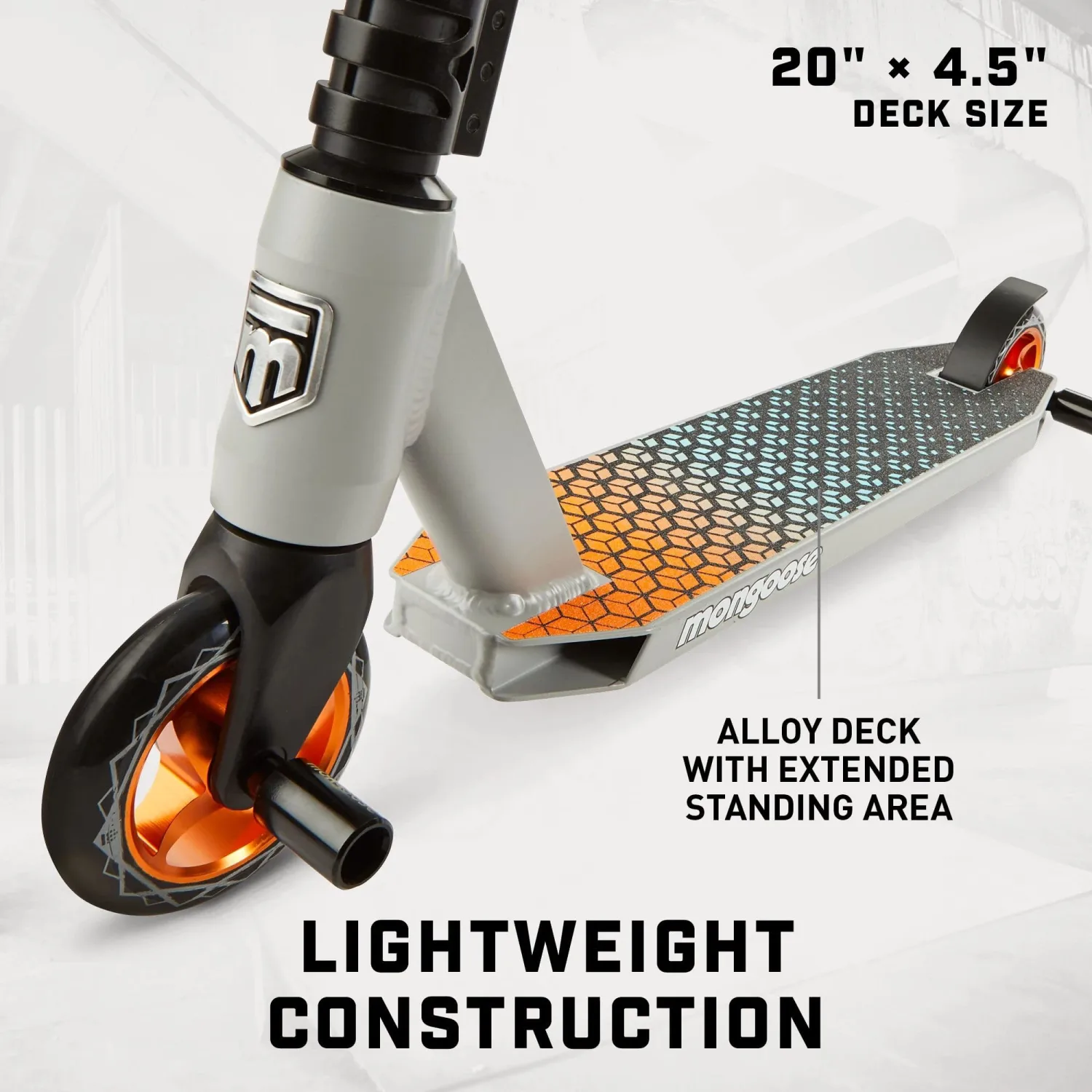 Mongoose Rise Freestyle Stunt/Trick Scooter for Kids, Youth and Adult, High Impact 110mm Wheels, Full-Coverage Max Grip and Bike-Style Handlebars, Lightweight Alloy Deck