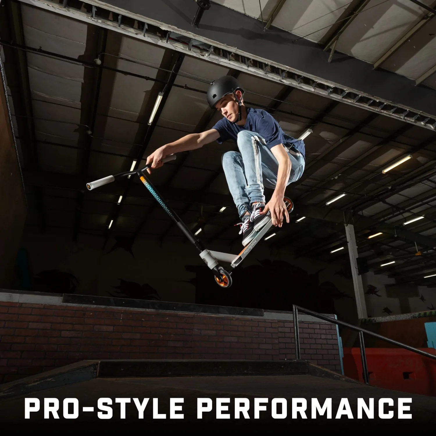 Mongoose Rise Freestyle Stunt/Trick Scooter for Kids, Youth and Adult, High Impact 110mm Wheels, Full-Coverage Max Grip and Bike-Style Handlebars, Lightweight Alloy Deck