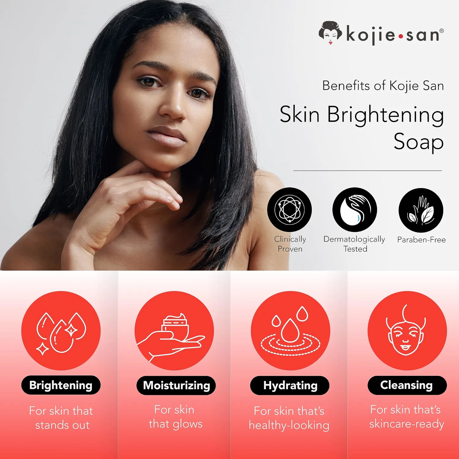 Kojie San Skin Brightening Soap + Relumins Deep Pore Facial Cleansing Brush - The Original Kojic Acid Soap that Reduces Dark Spots, Hyper-pigmentation, & other types of skin damage – 6x65g Bars