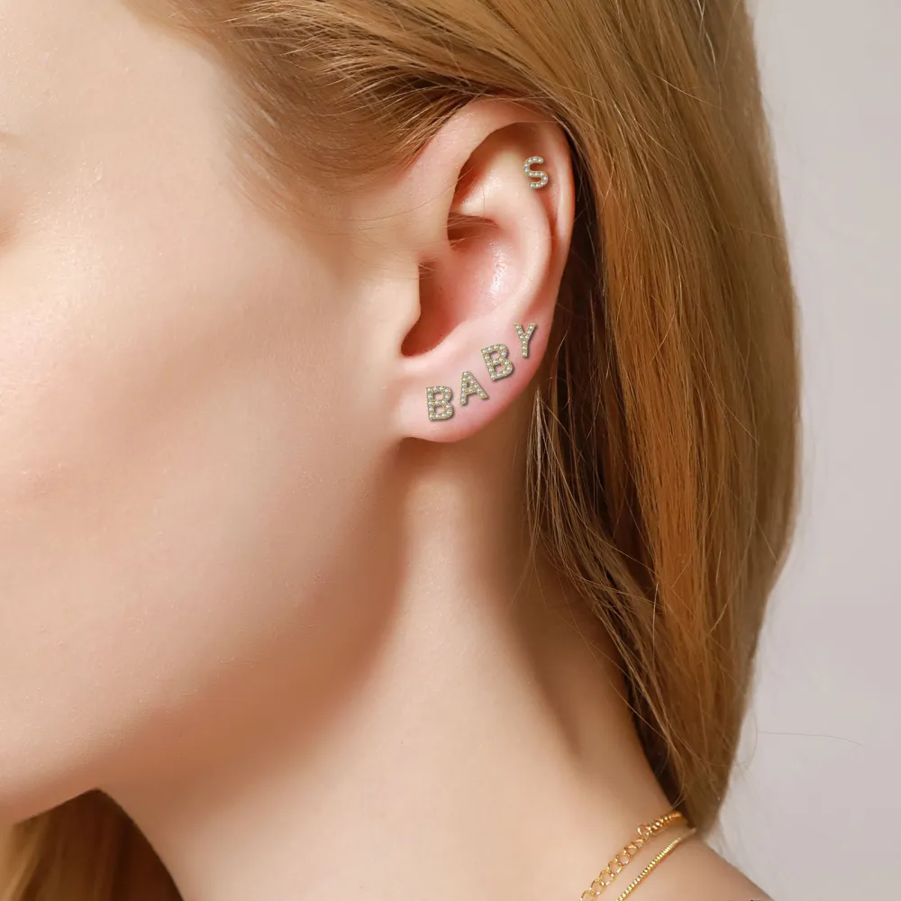 Fashion Trend Small Letter Ear Studs