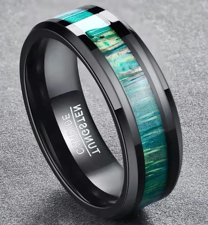 Bamboo Wood Skin Titanium Steel Ring