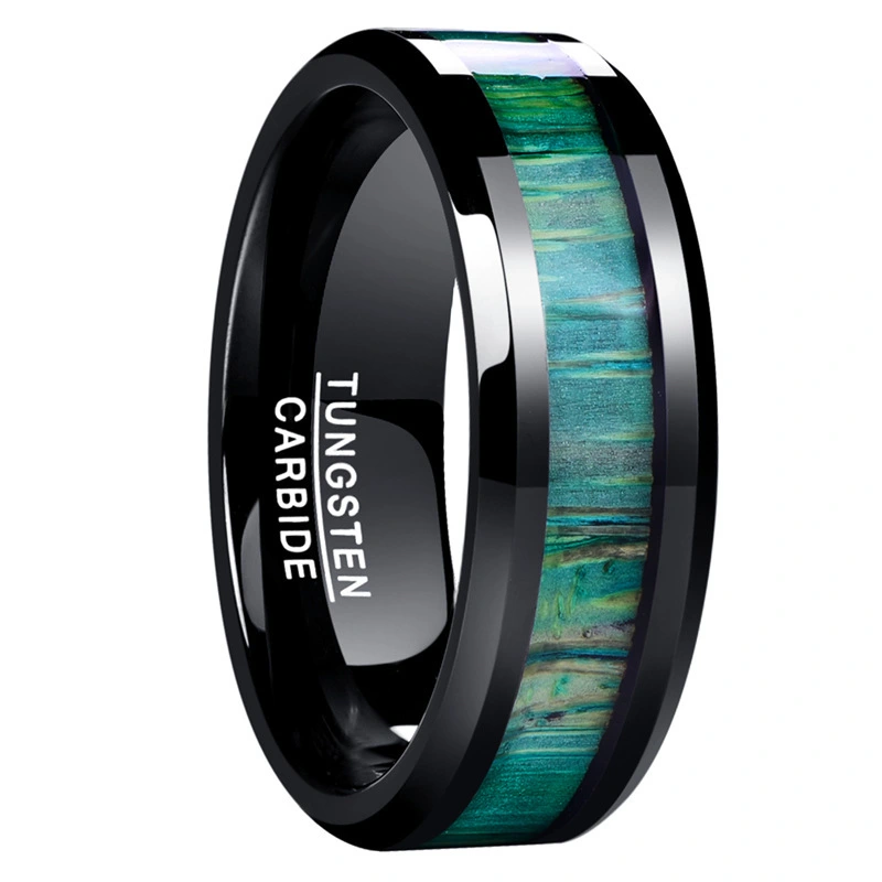 Bamboo Wood Skin Titanium Steel Ring