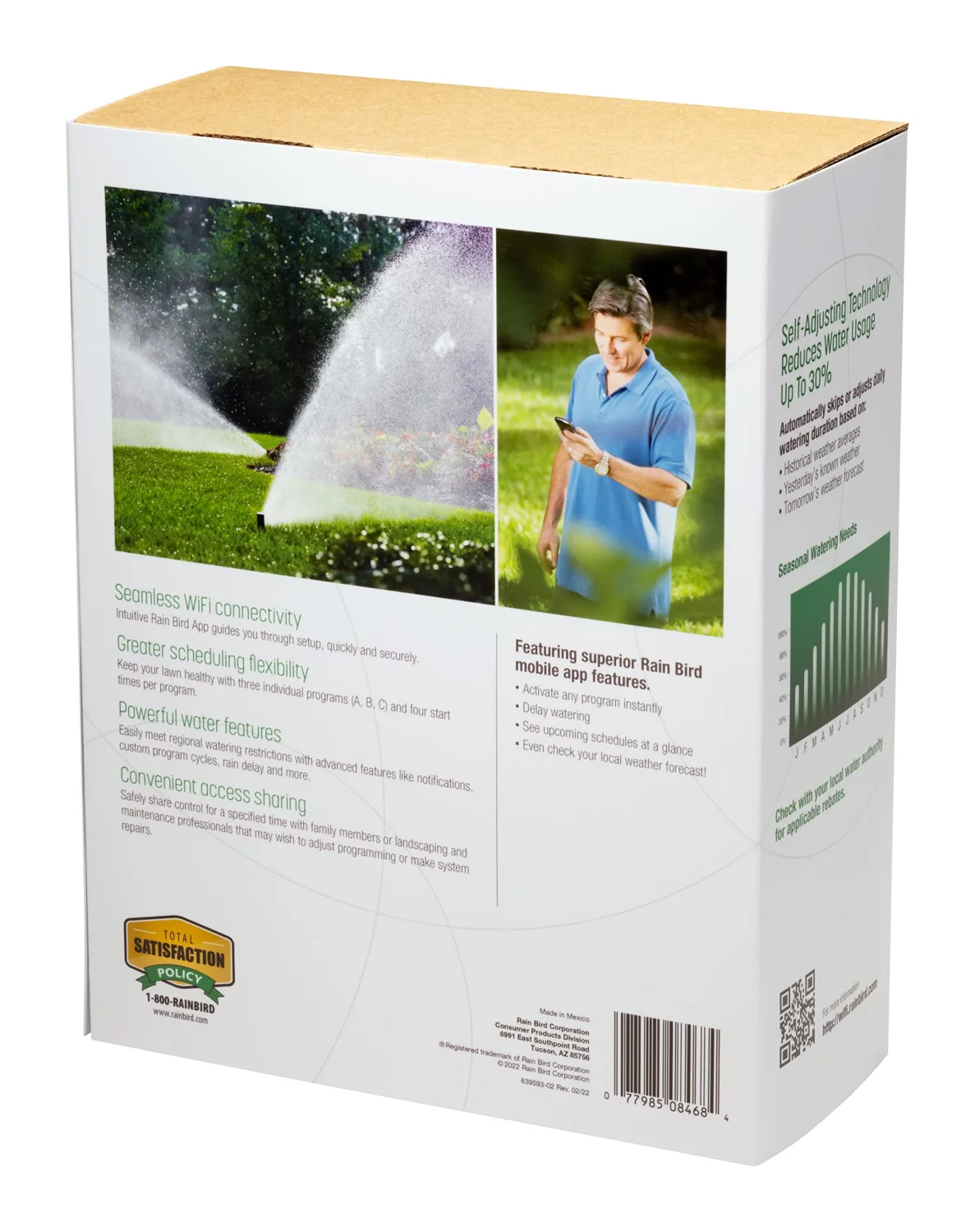 Rain Bird ARC8 App-Based Indoor/Outdoor Smart Irrigation WiFi Timer/Controller, 8-Zone/Station, EPA WaterSense Certified, Compatible with Alexa