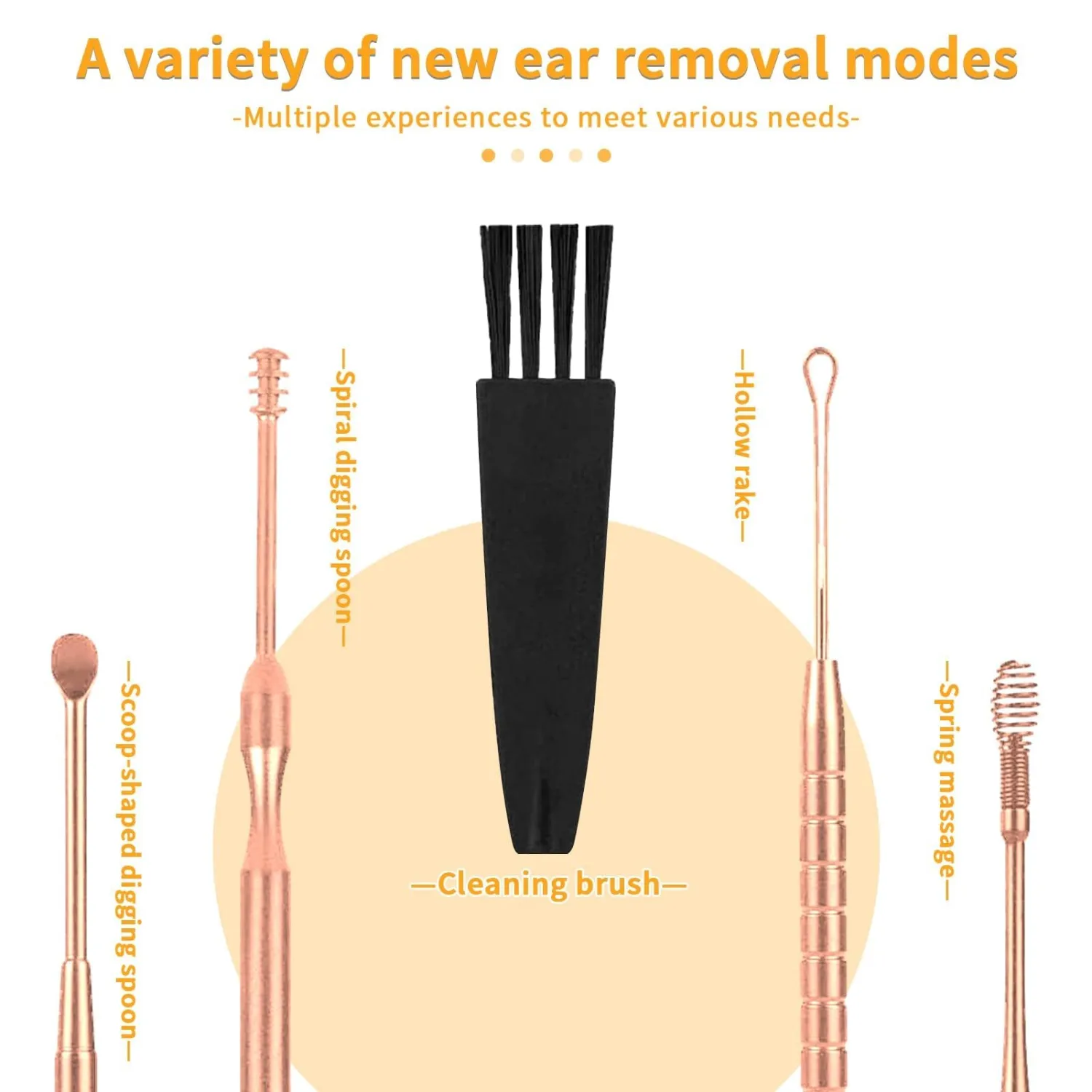 MJIYA Ear Pick Earwax Removal Kit, Ear Cleaning Tool Set, Ear Curette Ear Wax Remover Tool with a Storage Box (Rose Gold)
