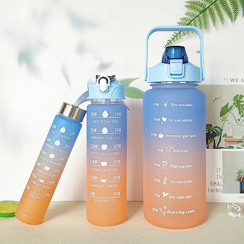 Large Capacity Gradient Three-piece Plastic Fashion Sports Portable Water Cup