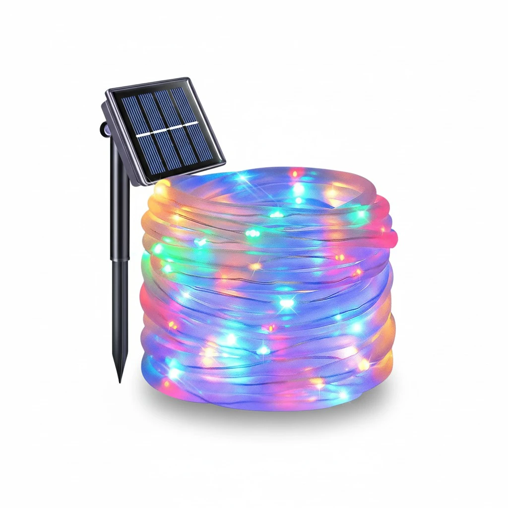 JMEXSUSS 8 Modes Solar Rope Lights Outdoor, 39.4ft 120LED Solar Rope Lights Outdoor Waterproof, PVC Tube Solar Fairy Lights(Multi Color)
