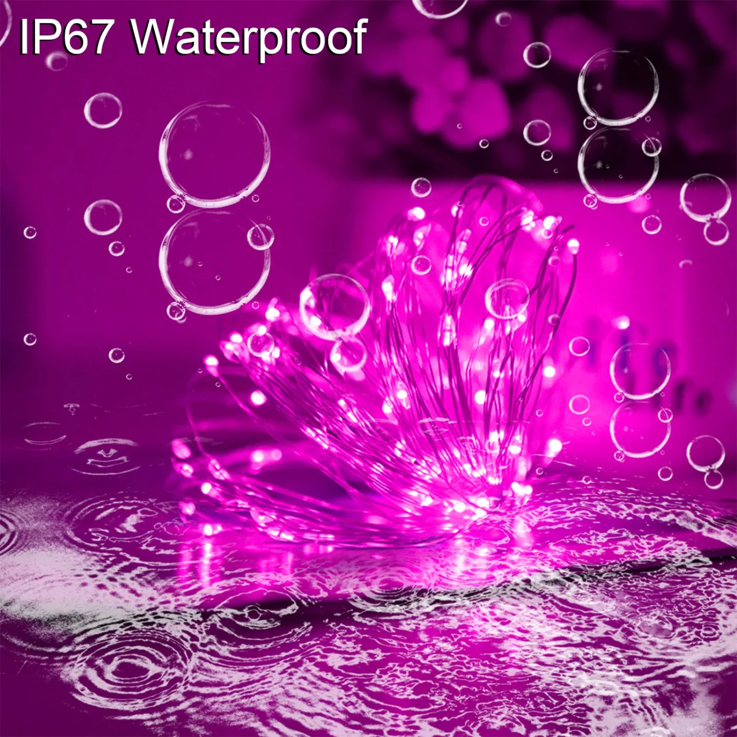 YAOZHOU Solar Christmas String Lights Pink Outdoor Waterproof 100 LED（2 Pack） 8 Modes Copper String Lights Fairy Lights for Valentine's Day Garden, Patio, Fence, Balcony, Outdoors(Pink 2pcs