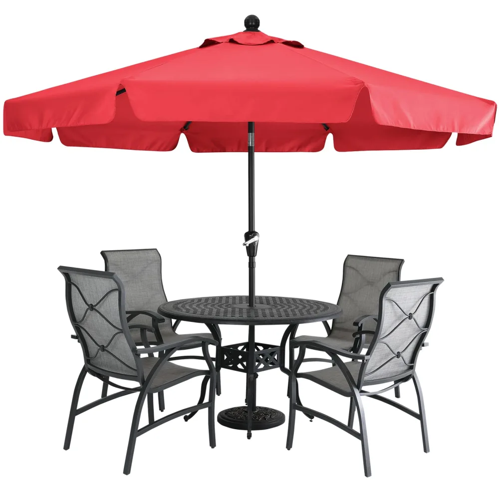 MASTERCANOPY Valance Patio Umbrella for Outdoor Table Market -8 Ribs (7.5ft, Red)