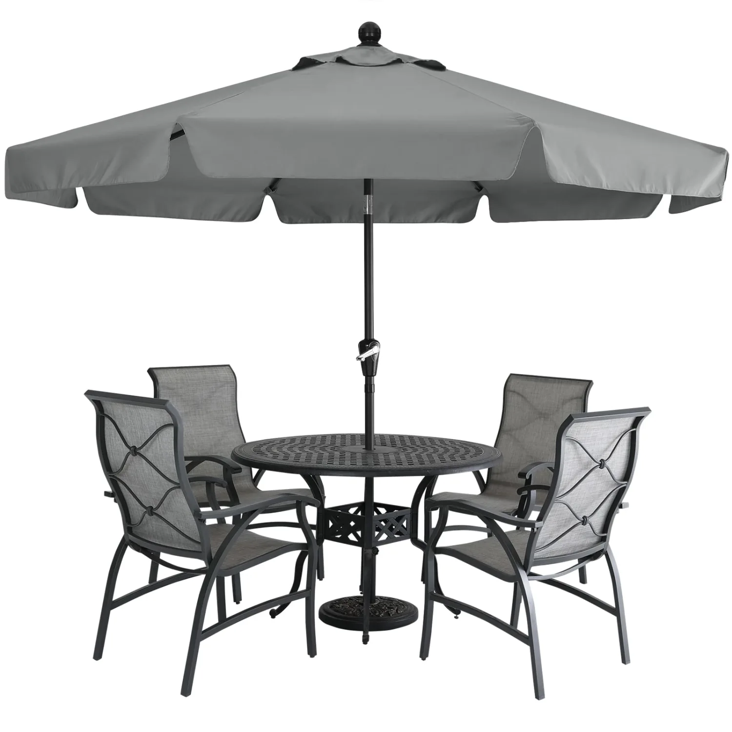 MASTERCANOPY Valance Patio Umbrella for Outdoor Table Market -8 Ribs (10ft, Dark Gray)