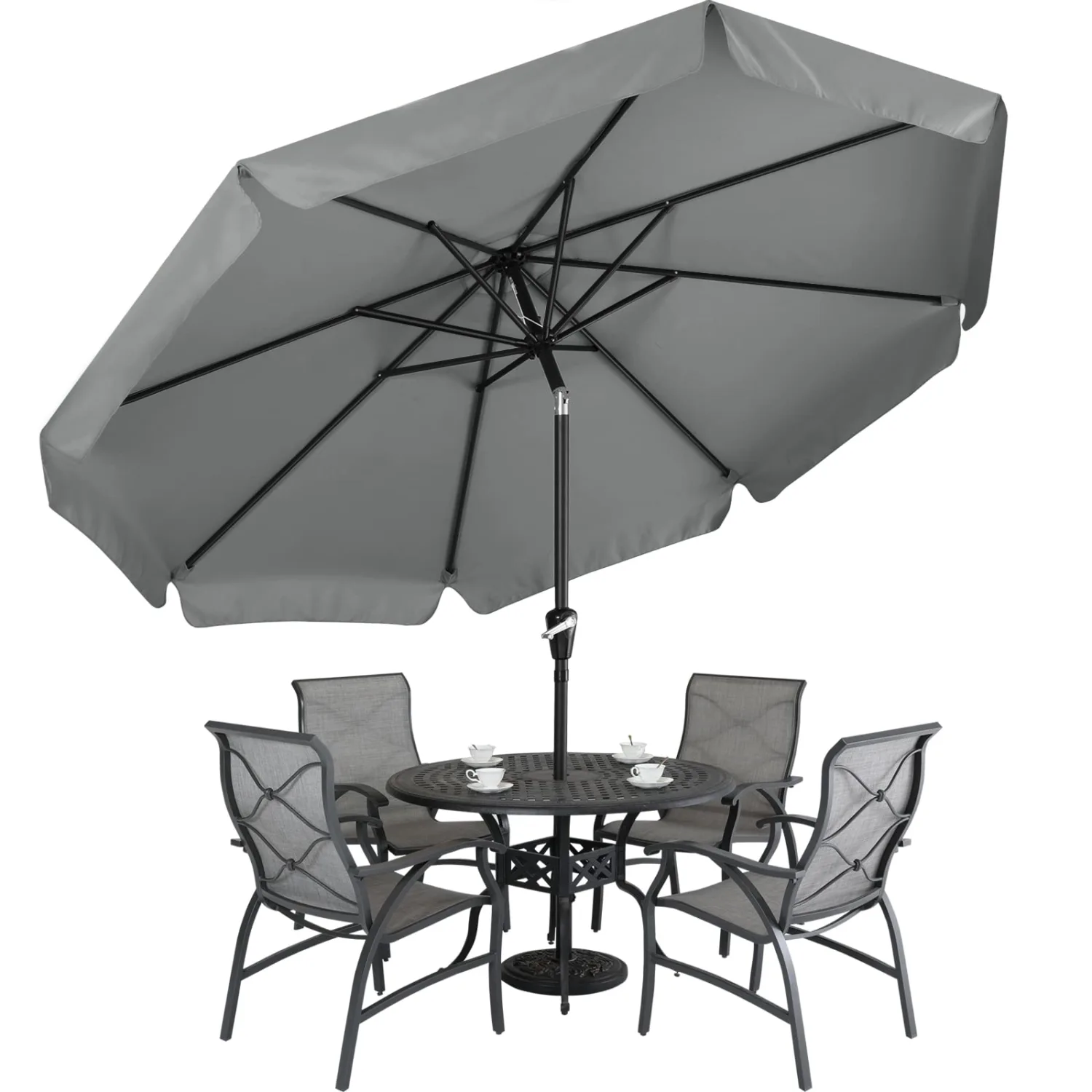 MASTERCANOPY Valance Patio Umbrella for Outdoor Table Market -8 Ribs (10ft, Dark Gray)
